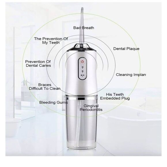Oral Irrigator Portable Dental Water Flosser USB Rechargeable Water Jet Floss - Picture 3 of 8